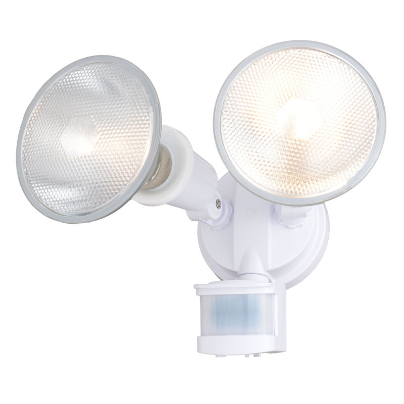 White Dual Head Motion Sensor Outdoor Security Flood Light