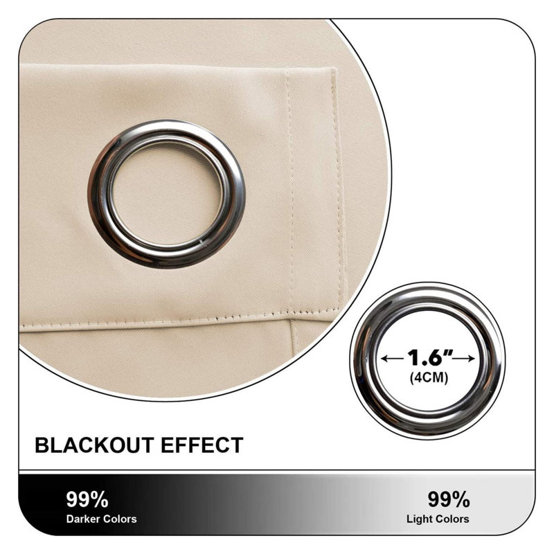 Blackout Eyelet Thermal Curtain, Cream