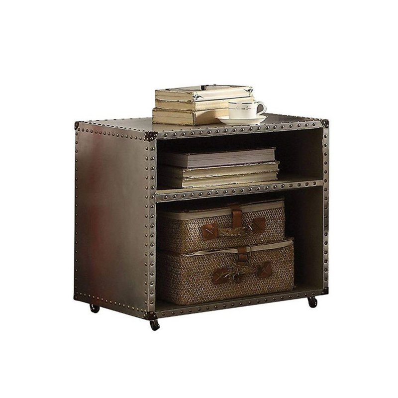 Table de chevet rectangulaire en aluminium avec port et quai d'alimentation, 2 compartiments de rangement