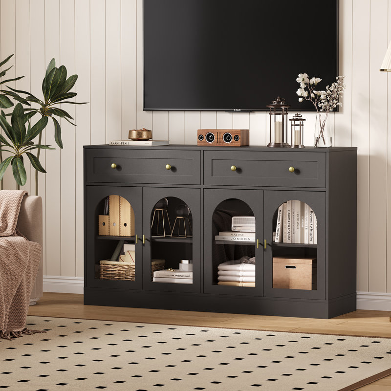 55in Modern Farmhouse Buffet Cabinet,Buffet Cabinet with 3 Drawers and 2 Door Cabinets, Versatile Console Table for Kitchen, Dining Room, or Living Room