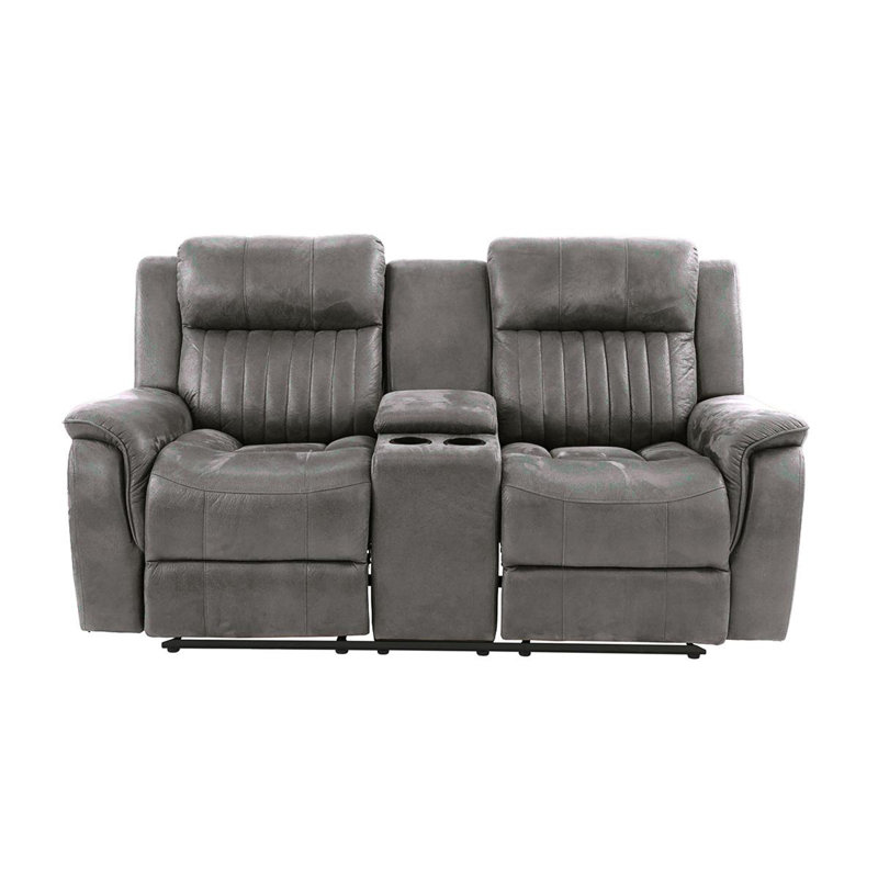 Kindra 73'' Faux Leather Loveseat, Power, Blue/Gray