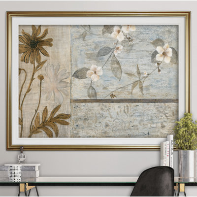 « spring cerises florales i », reproduction de peinture à l’acrylique encadrée
