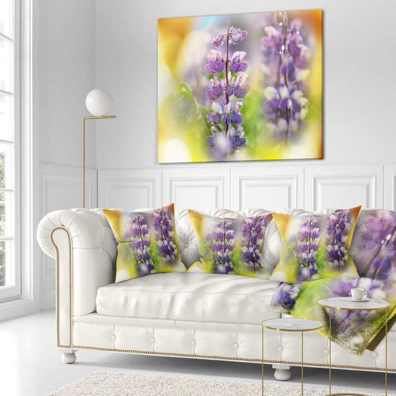 Magnifique coussin de fleurs de lupin, 16 po x 1 po, Coussin décoratif