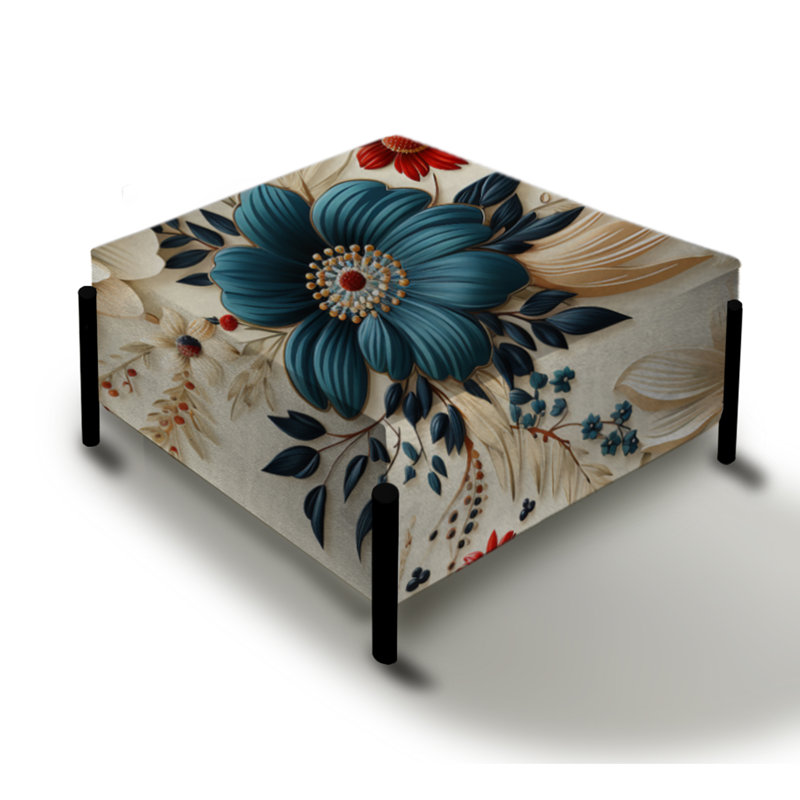 Gerbera Daisy Elegance Motif Boho - Grand repose-pieds carré floral