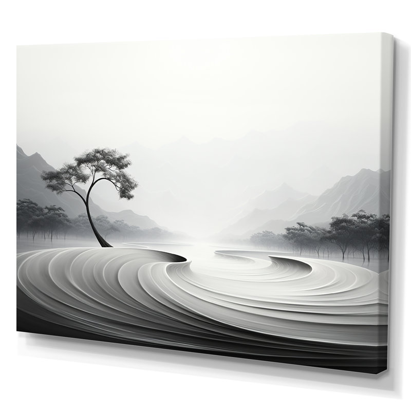 «Black and White Rivers», reproduction d'art sur toile, Toile tendue, 34" H x 44" W