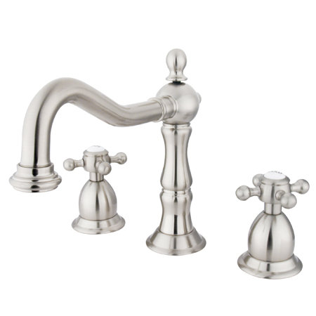 Widespread Bathroom Faucet with Drain Assembly, Brushed Nickel