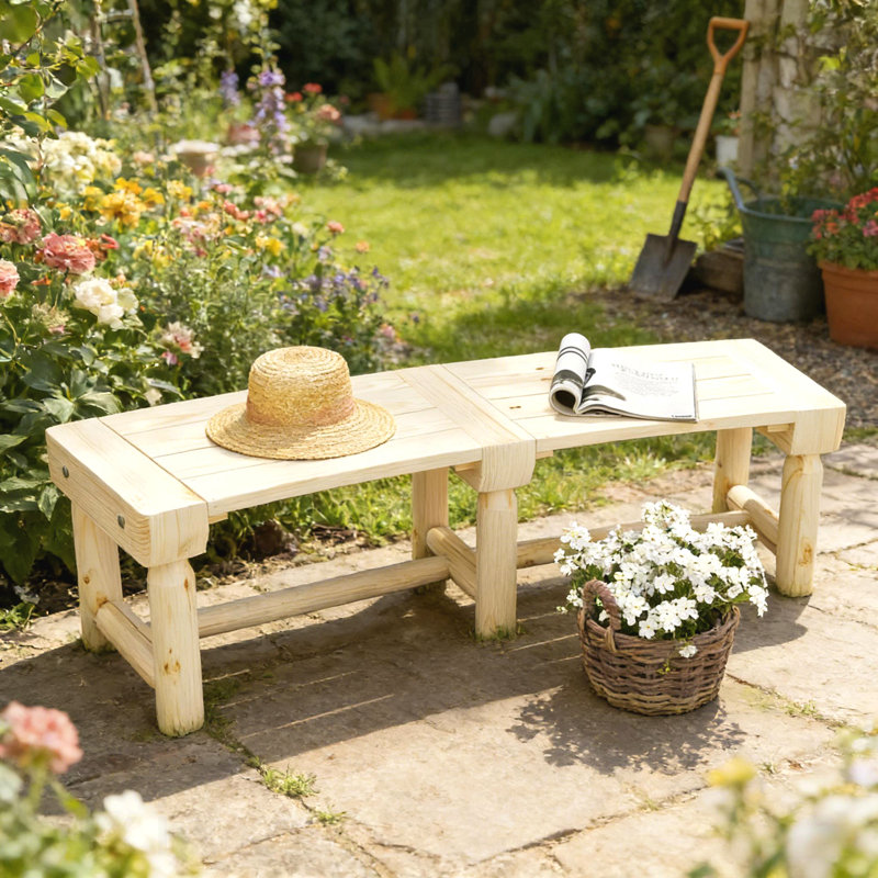 Banc d'extérieur semi-circulaire rond, banc de jardin en bois