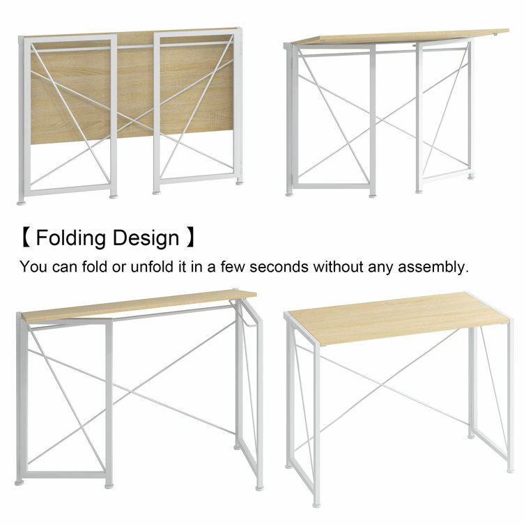 4NM 31.5 Inch Folding Modern Simple Computer Office Study Writing Table  Desk for Study Room, Bedroom, and Living Room, Natural White