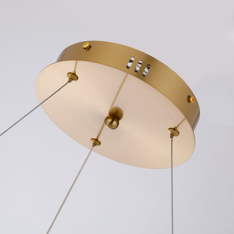 Harmehar Circular Glass Integrated Chandelier, H 28,7 po x l 28,7 po x P 28,7 po, Blanc