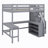 Loft Bed With Built-In L-Shaped Desk,Storage Shelves And Attached Storage Staircase-1665546787