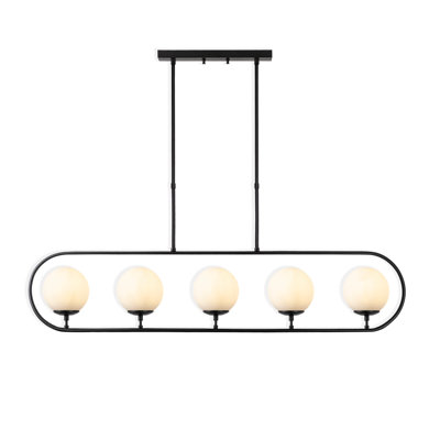 Luminaire suspendu pour îlot de cuisine à 5 lumières à hauteur réglable avec capuchon en verre Globe