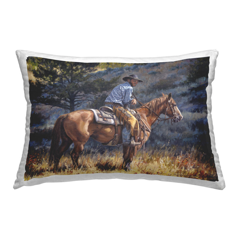 Coussin décoratif imprimé "Early Start Cowboy" par David Graham