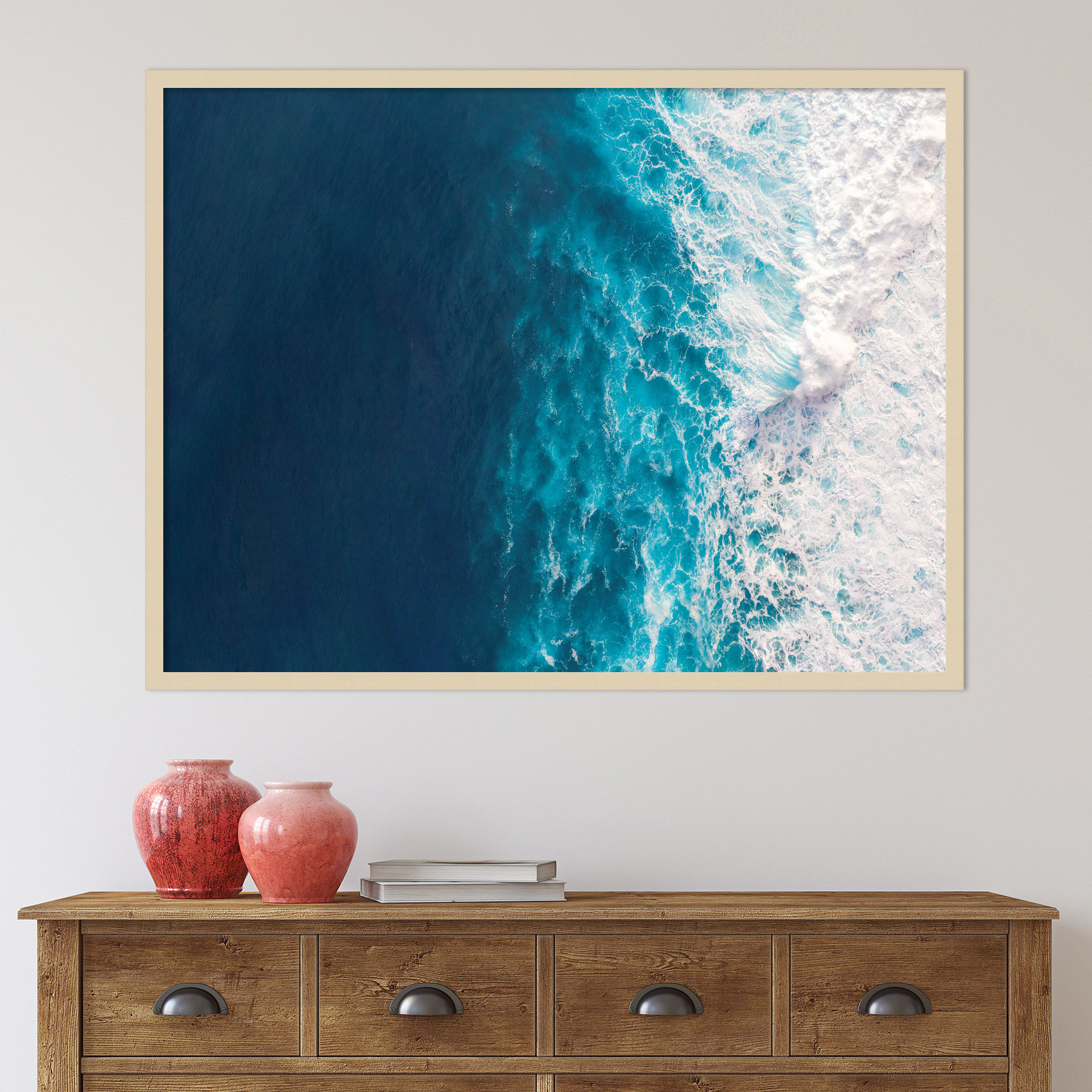 Seascape Of Splashing Waves by The Creative Bunch Studio, Brown, 31" H x 41" W x 1" D