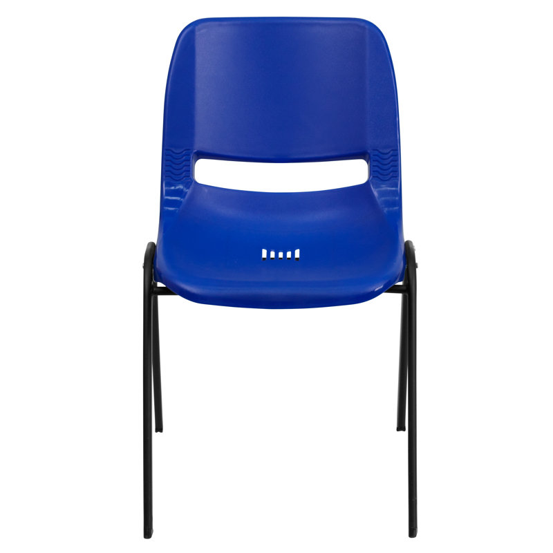 Navy and Black Metal Ergonomic Stackable Kid's Chair