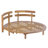 Faelor Modern Coastal Acacia Wood Round Outdoor Daybed with Cushion & Pillows, Curved Slatted Backrest for Backyard, Poolside
