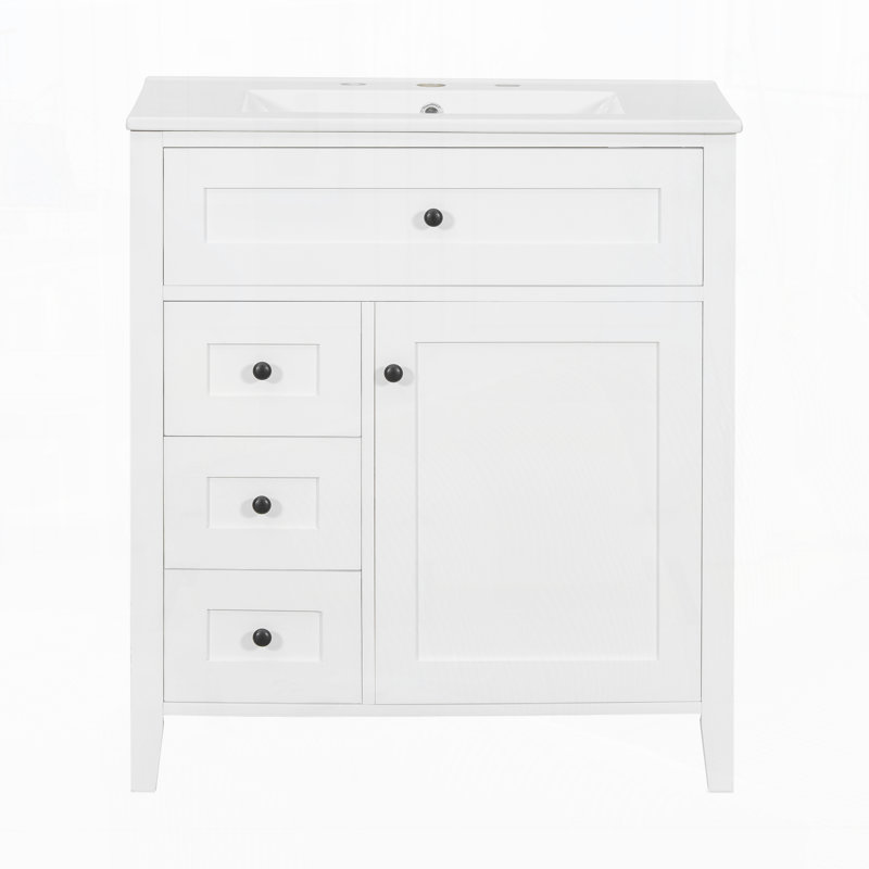 Meuble-lavabo de 30 pouces avec lavabo, Blanc