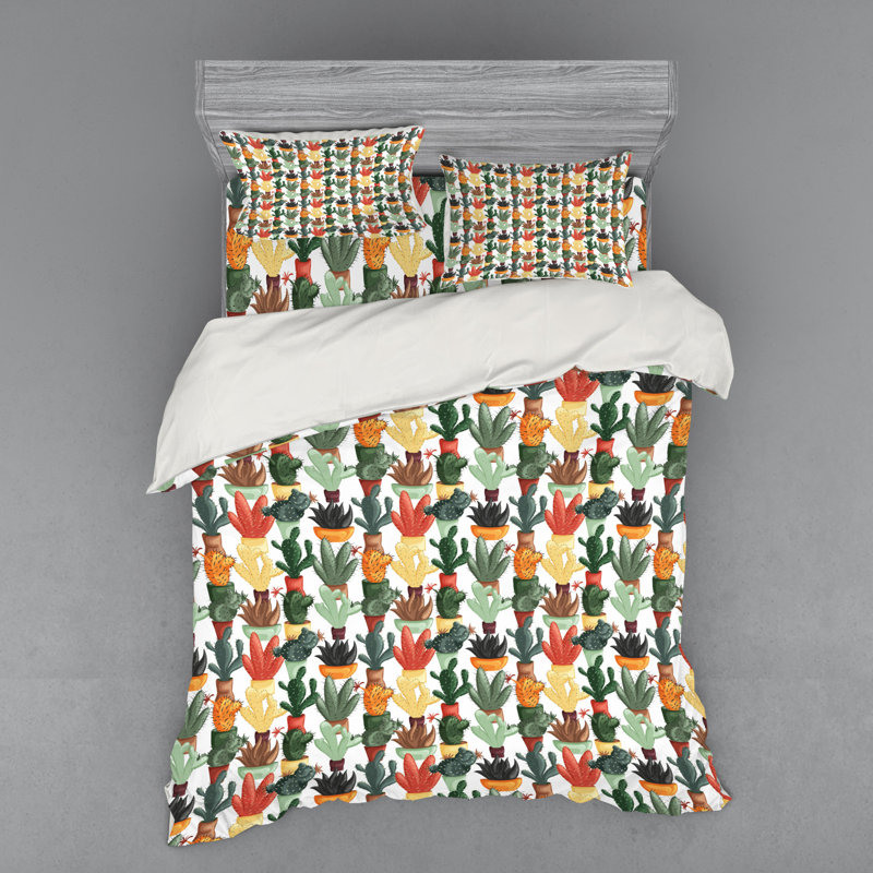 Ensemble de housse de couette Cactus, Housse de couette grand + 3 pièces supplémentair