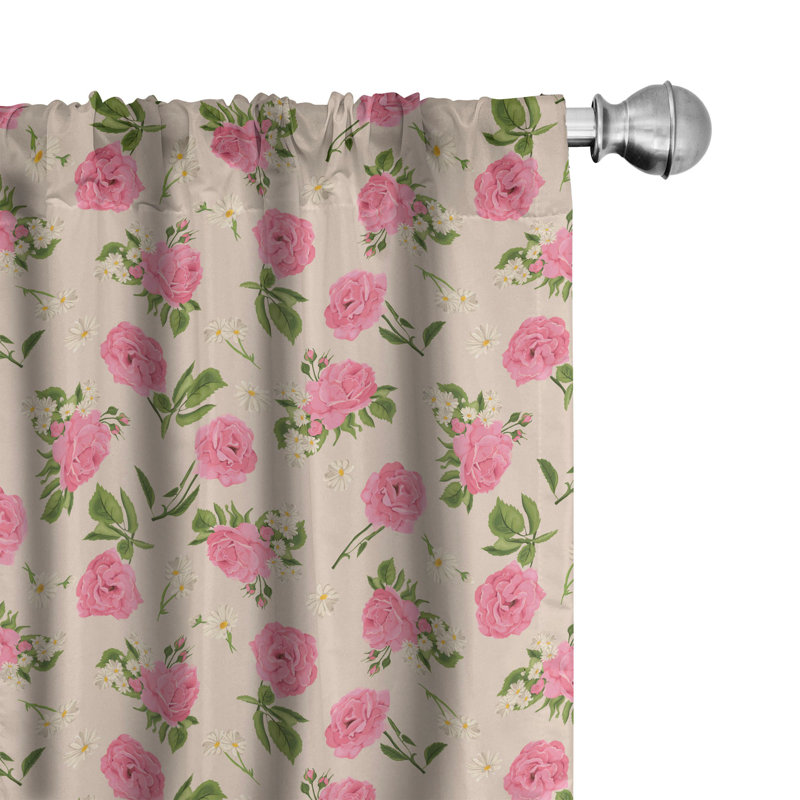 Floral Semi-Sheer Rod Pocket Curtain Panels, 28" x 95"