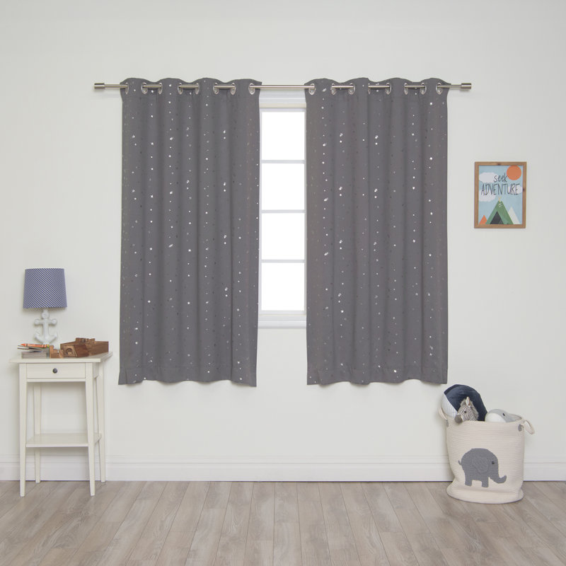 Rideaux occultant étoile argentée, gris, L 52 po x L 63 po