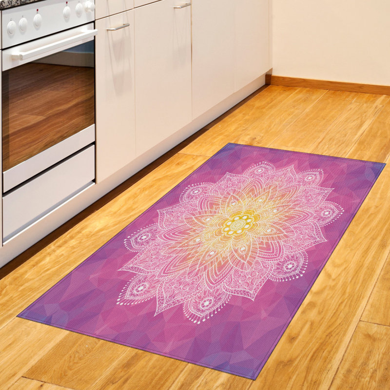 Tapis décoratif rose à haute densité de fibres longues en polyester, Rectangle 2 pi 7 po x 5 pi
