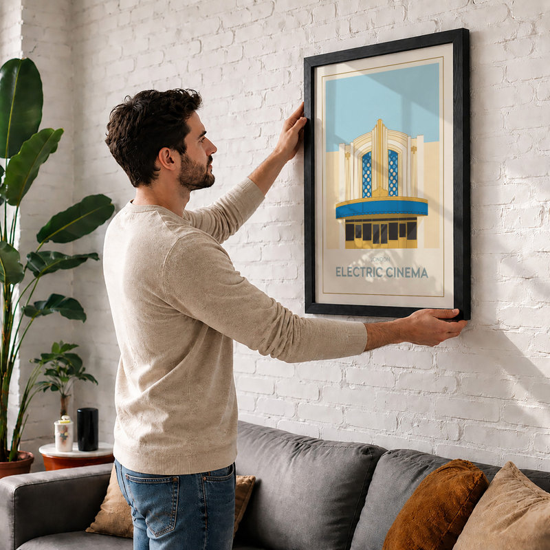 Cinema Art Deco - Framed Print, A2 - 59.4 x 42.0 cm, White