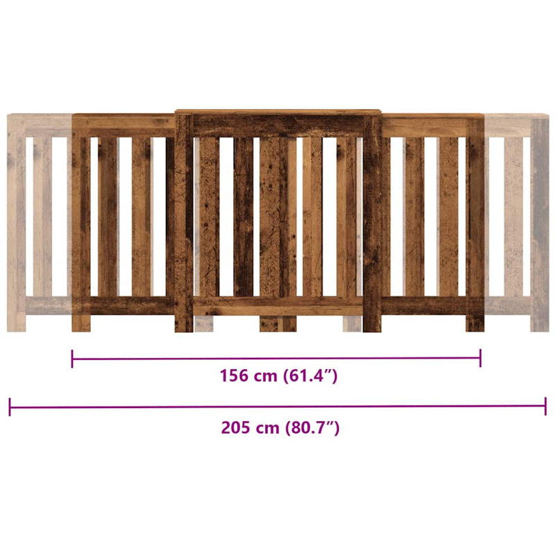 Extra Large Radiator Cover, 175 x 20 x 82 cm, Black Oak, Vertical Slats