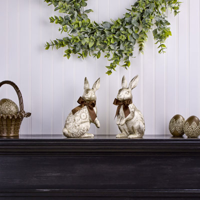 Lapin doré en résine 11 po