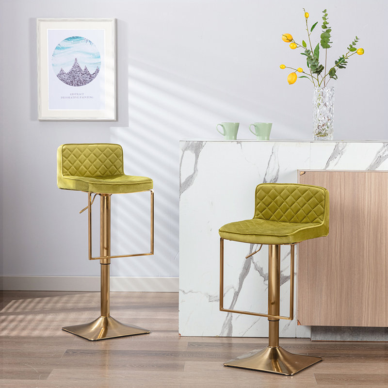 Tabouret pivotant à hauteur réglable Aldegonde Zariyah, Vert