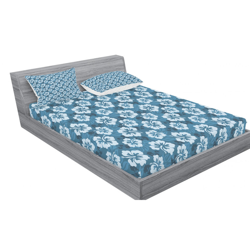 Microfiber Floral Sheet Set, Queen Sheet Set with Fitted Sheet