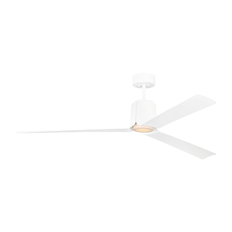 Visual Comfort Fan Peel Smart 66 LED Indoor Ceiling Fan with Threaded Downrod, Matte White ABS blades and Handheld Remote