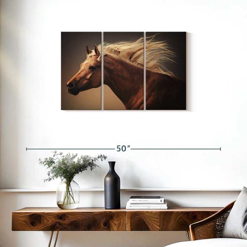 Blonde Chestnut Horse, 20" H x 33" W