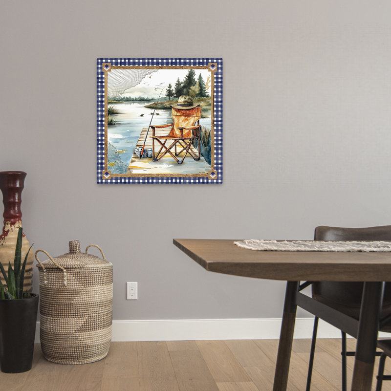 Lake Life, chaise de pêche contemporaine, forêt et canard, art naturel, H 24 po x l 24 po