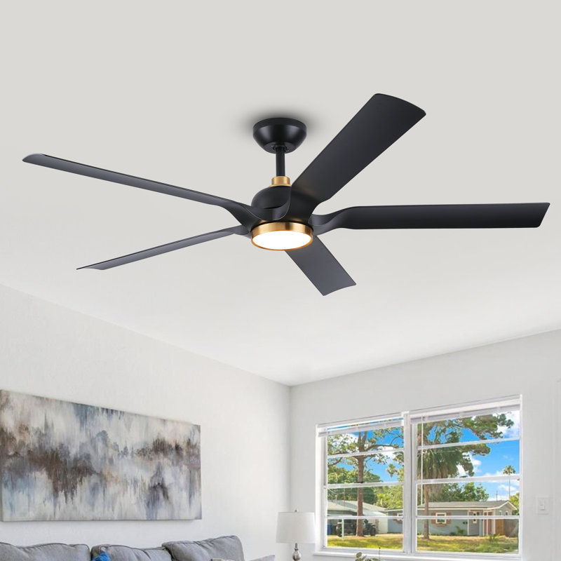 60'' Smart Ceiling Fan With 5 Blades,remote And App Control Led Light