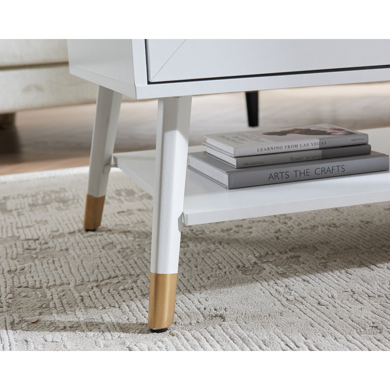 Table basse à 2 tiroirs, Blanc