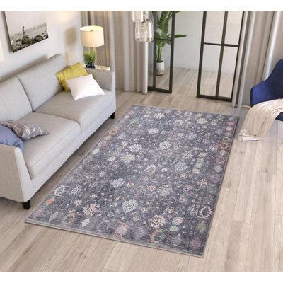Tapis décoratif gris à motif tissé vintage