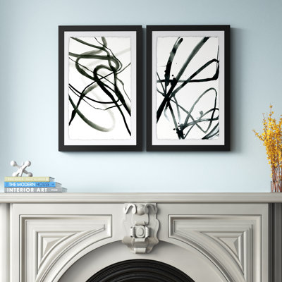 «Toxic Lines Diptych», ensemble de 2 reproductions de cadres photo sur papier, noir / blanc