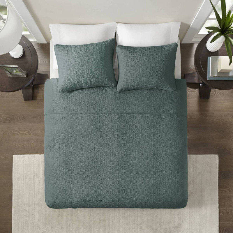 Ensemble de couvre-lit luxueux luxueux vert Balsam - 3 pièces confort réversible