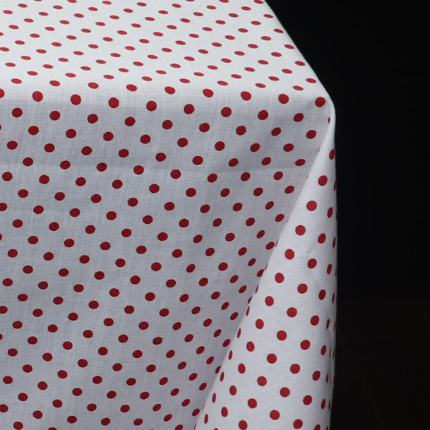 Mini Dots Print Tablecloths, White/Red, 58" Square