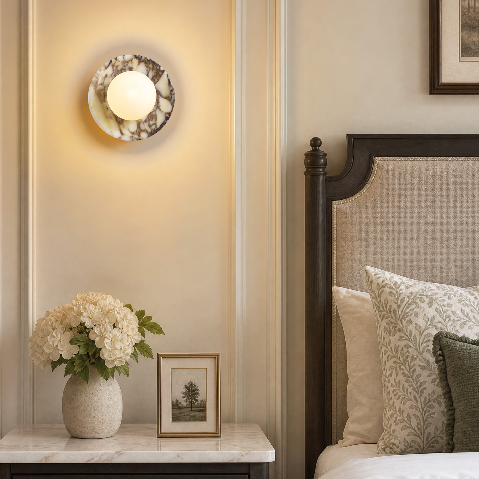 Modern Dimmable Marble Flush Mounted LED Wall Sconce