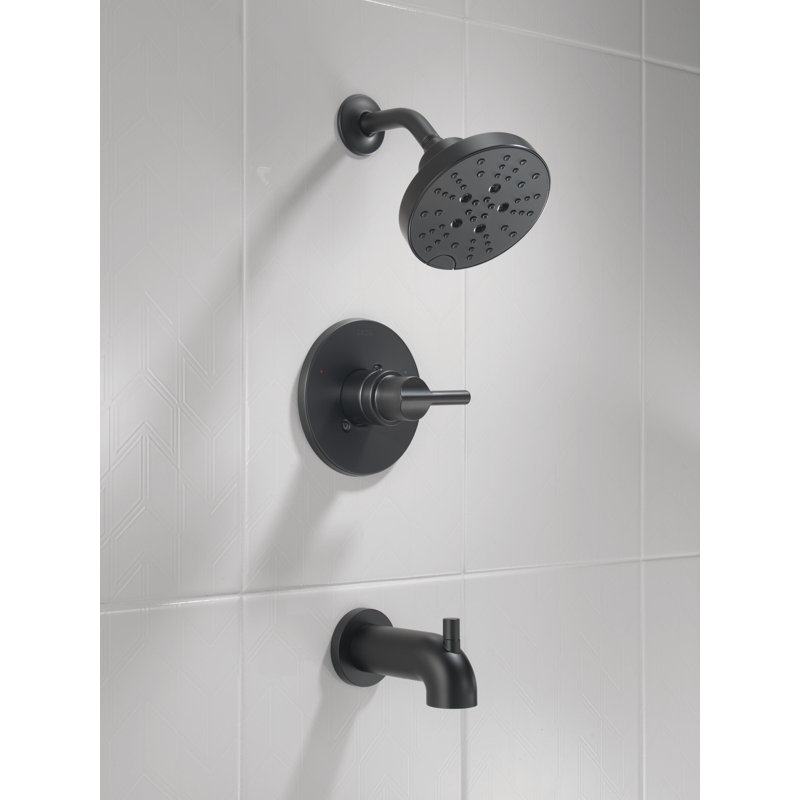 Nicoli Single-Function Tub Shower Faucet Set, Shower Trim Kit with H2Okinetic Shower Head and Valve, Matte Black