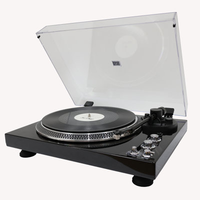 CrosAudio Vintage Belt-Drive Turntable with Bluetooth Output and AT-3600L Cartridge, Black