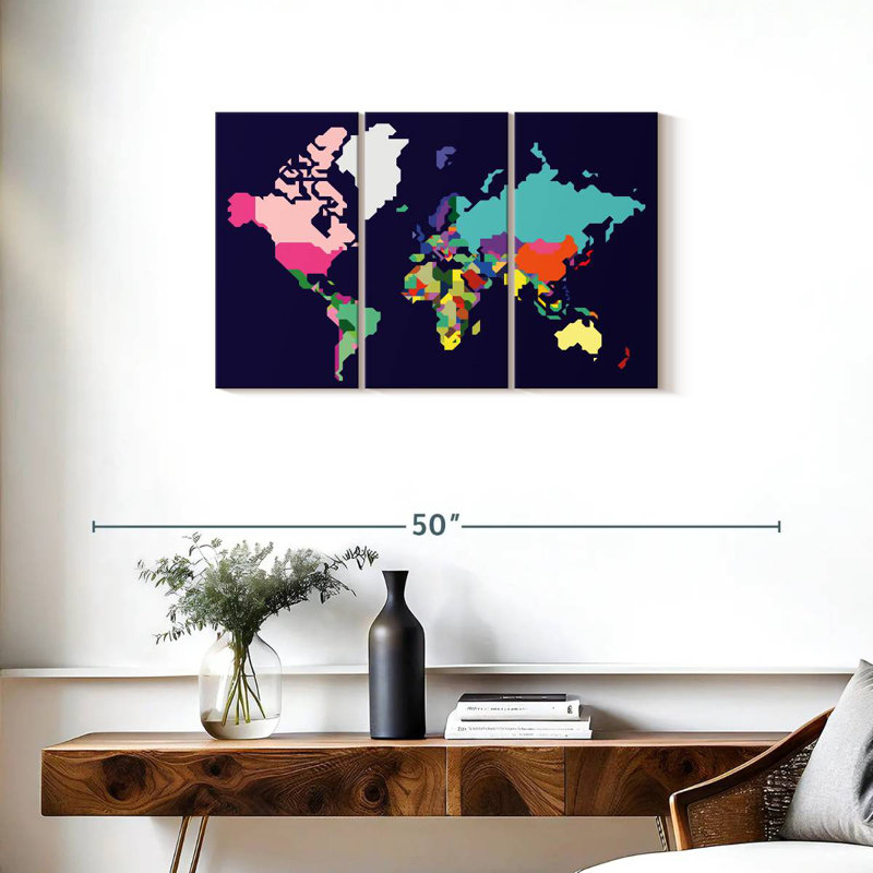 Aliaz Pastel World Map, 20" H x 33" W