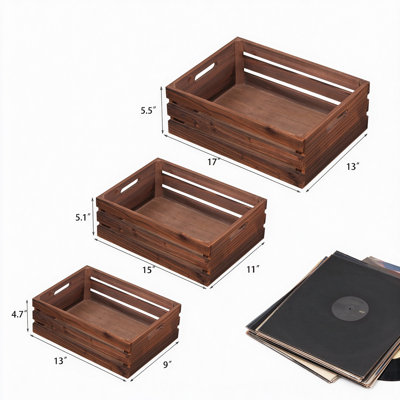 Caisses décoratives en bois pour le rangement et la présentation, caisses gigognes en bois massif brun rétro, bacs de rangement en bois rustiques pour l'organisation du salon, de la chambre à coucher, du bureau et de la salle de bain