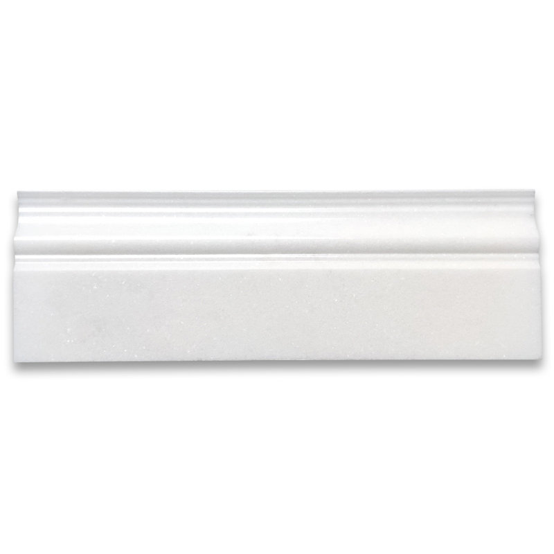 4" x 12" Marble Chair Rail Tile Trim in White