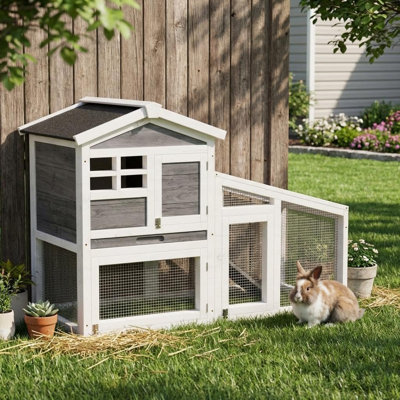 Cage à lapin à double couche - cage à lapins en bois 53 2 l avec plateau amovible