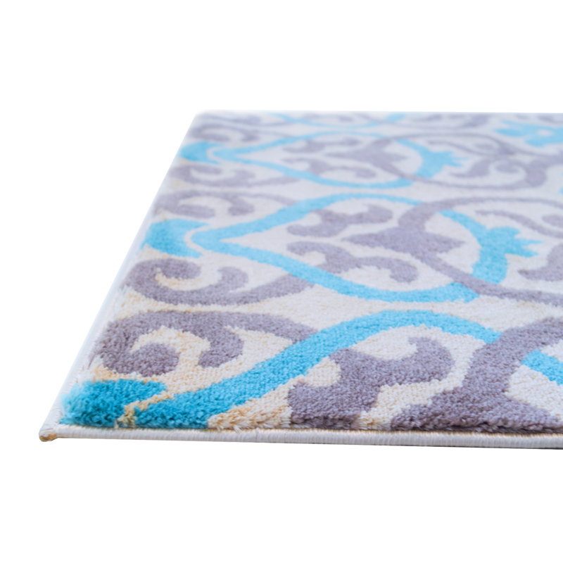 Tapis bleu area damassé Pellston, Rectangle 5 pi x 6 pi 11 po