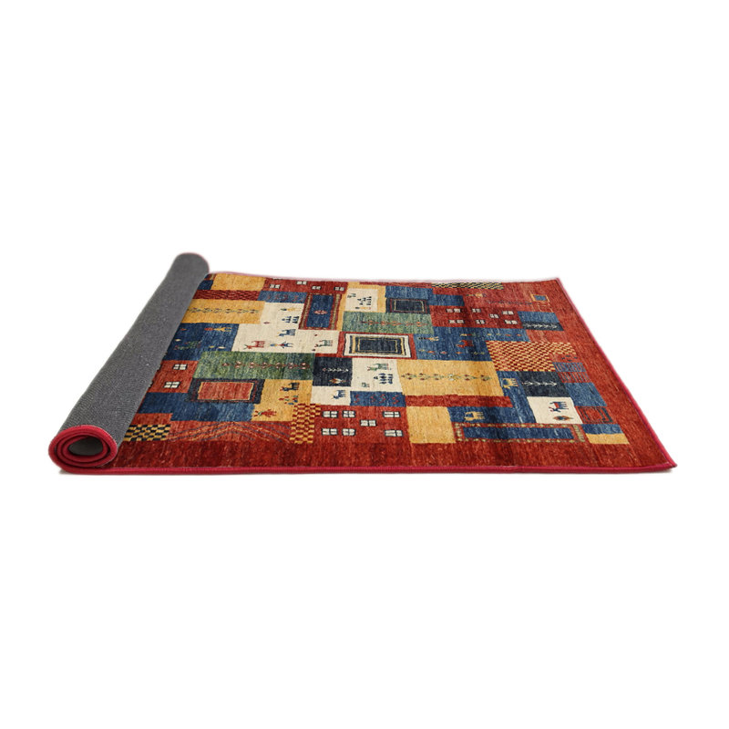 Tapis gris/beige/rouge contemporain, Rond 8 pi