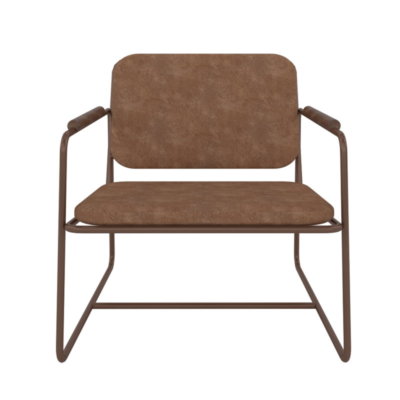 Whythe Modern Upholstered Steel Accent Chair in Corten, Brown, Brown