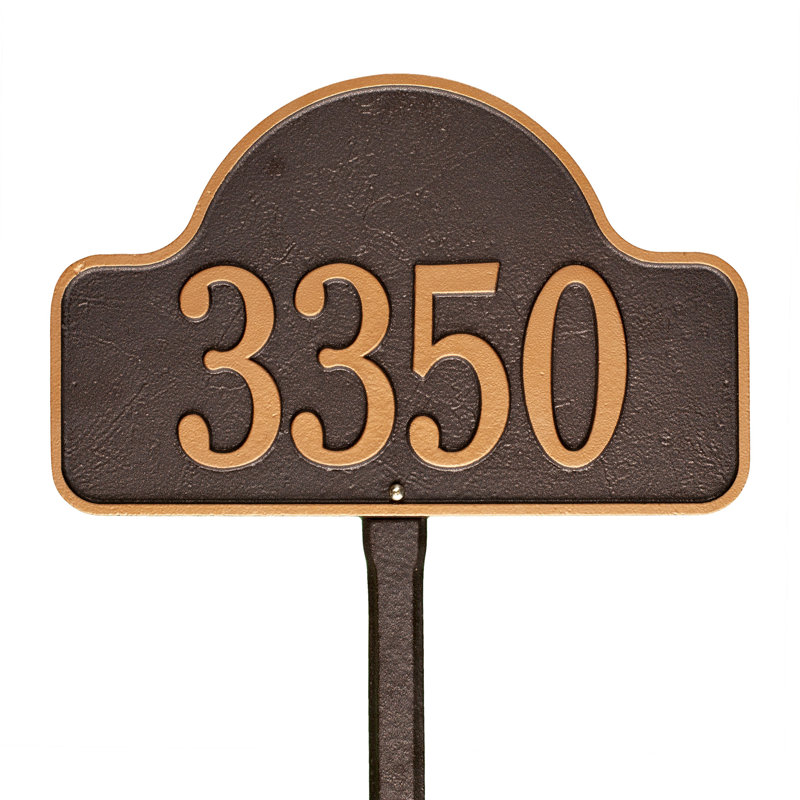 Plaque d'adresse pour pelouse 1 ligne Lexy, Oui, Cuivre antique