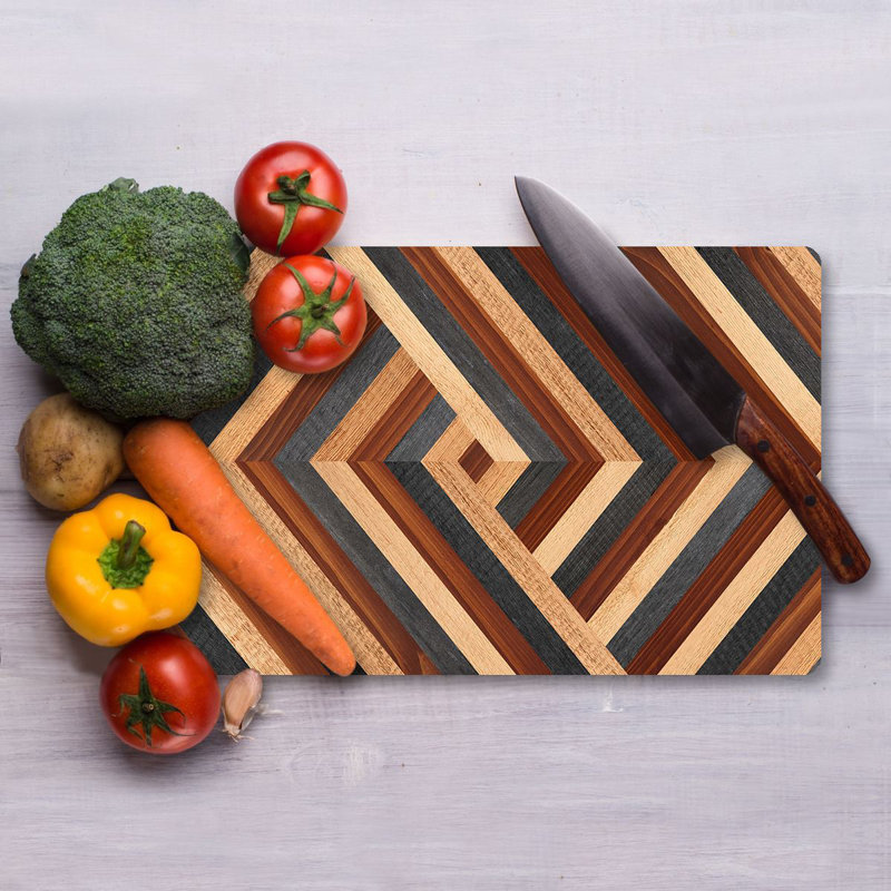 Flourish Tempered Glass Cutting Board, 7.9 x 11.8 inches | 100% Antibacterial, Easy-Clean Surface, Non-Slip Silicone Feet | Perfect for Food Prep & Serving, Durable & Stylish Kitchen Essential, Not Dishwasher Safe